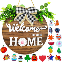 19 Cute Icons Interchangeable Seasonal Welcome Sign Front Door Decoration, Rusti - £21.94 GBP