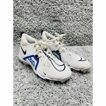 Nike Alpha Football Cleats Shoes Youth Size 6Y White Blue Fastflex CV058... - $19.87
