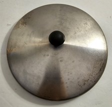 Vintage Stainless Steel Black Top Knob 7 1/4&quot; Round Pot Pan Replacement Lid #51 - £14.76 GBP