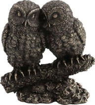 A couple of owls on a tree branch (Decorative bronze figurine, sculpture 13cm)  - £67.38 GBP