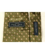 CUCITA A MANO Mens Silk Tie Necktie Italy Olive Green Gold Classic Geome... - €16,60 EUR
