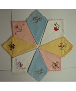 Handerchiefs floral embroidered vintage choose from 3 colors - £2.23 GBP