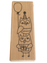 Hampton Art Rubber Stamp Birthday Party Owls Balloon Gift Present Card Making - £6.28 GBP