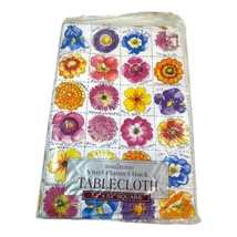 VTG HomeTrends Flowers Vinyl Flannel Backed Tablecloth Botanical Floral ... - $42.06