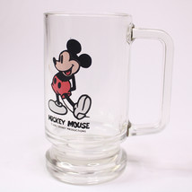 Vintage Walt Disney Productions Mickey Mouse Clear Glass Beer Mug Cup St... - £8.55 GBP