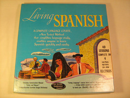 LIVING SPANISH 1955 Complete Course on (4) 33 1/3 Records 49 Lessons [Y119] - $18.74