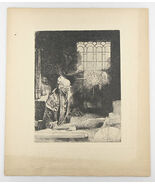Faust Dans Son Étude Par Rembrandt Restrike Eau-Forte Sur Papier 8 1/2&quot;x... - $1,464.21 CAD