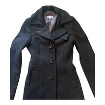 Vintage WE Black Wool Blend Belted Long Coat UK Size M Fitted Tailored Trench image 3