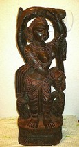 Antique Large Hand Carved Wooden Tribal Goddess Statue Female Posing 32 Inches - £1,046.90 GBP