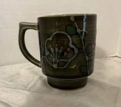 Vtg Otagiri Stoneware Floral Mug Dark Green Lot PO8 - £5.77 GBP