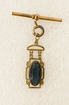 Vintage Estate Jewelry Facted Blue Glass Pendant Gold Plated Brass Watch... - $28.70