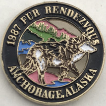Anchorage Alaska Fur Rondy Rendezvous 1987 Vintage Pin WOLF Pin Button P... - $9.95