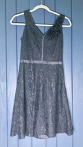 New Seamline Cynthia Steffe Charcoal Gray Lace Dress Size 2 Ruffle Trim ... - £23.36 GBP