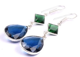 London Bleu Gemme Topaze 925 Argent Pendantes Boucles D&#39;Oreilles - £35.82 GBP+