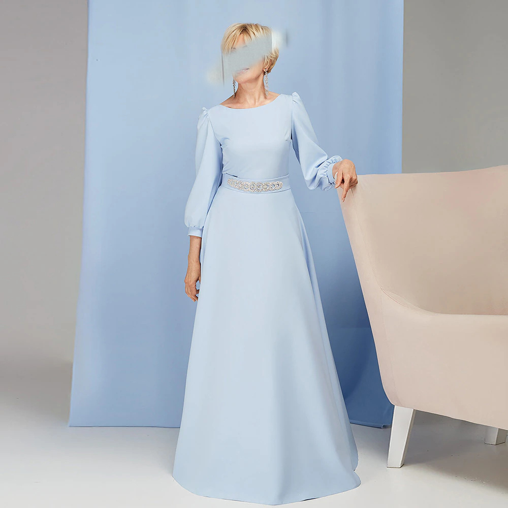 O-Neck Full Sleeve  Floor Length  Evening Dresses Woman Mother of The Bride
