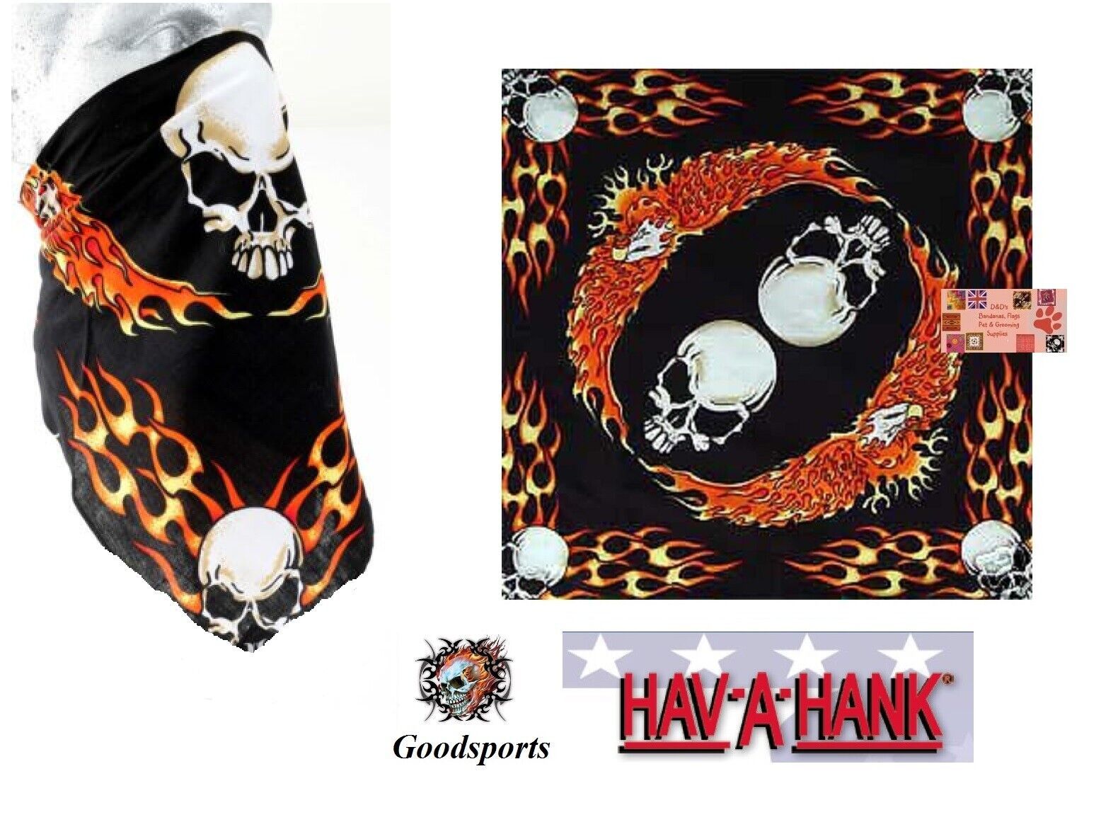SKULLS EAGLE FLAMES Fire Biker BANDANA Head Face Neck Scarf Wrap Mask Sc... - $6.99
