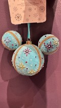 Disney Parks Castle on Mickey Mouse Shape Blue Embellished Ornament NEW image 2