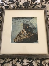 Original Louis J Kaep watercolor Boy in a Sampan with a second painting on back  - £300.66 GBP
