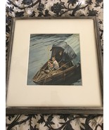 Original Louis J Kaep watercolor Boy in a Sampan with a second painting ... - $410.23 CAD