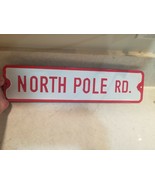 North Pole Road Large Metal Hanging Christmas Sign Decoration Plaque Red... - $27.42 CAD