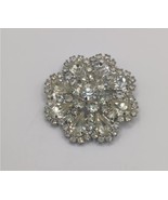 WEISS Brooch Signed Vintage Clear Rhinestone Flower - $45.00