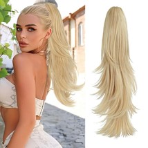 Ponytail Extension Light Blonde 22&quot; Clip in Ponytail Claw Clip (Light Blonde) - £15.45 GBP