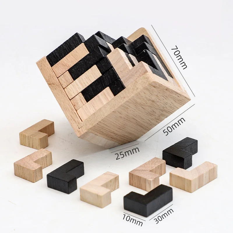 Play A 3D Wooden Cube Puzzle Ming Luban Interlocking Educational Play For Play P - £23.25 GBP