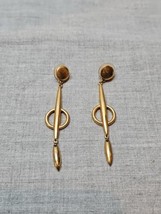 Vintage Trifari Gold Tone Straight Line Dangle Drop Earrings, 2.5&#39;&#39; Length - £7.45 GBP