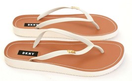 DKNY Madi Flip Flops White Thong Sandals Women&#39;s NEW - £47.18 GBP