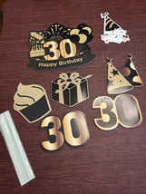 Happy 30th Birthday Party Yard Signs Set of 7 Black Gold Yard Signs NEW - €17,98 EUR