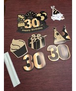 Happy 30th Birthday Party Yard Signs Set of 7 Black Gold Yard Signs NEW - £16.16 GBP