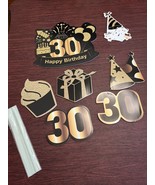 Happy 30th Birthday Party Yard Signs Set of 7 Black Gold Yard Signs NEW - £16.27 GBP