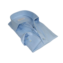 Men 100% Italian Cotton Shirt Non Iron SORRENTO Turkey Spread Collar 4883 Blue image 6