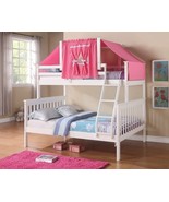 Liliana White Twin over Full Bunk Bed with Pink Tent - $1,137.51