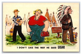 Comic Woman Fat Shamed By Native American GA Devery UNP Chrome Postcard L19 - £3.59 GBP