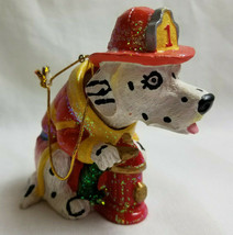 Dalmatian Dalmation Fire Fighter Bobble Head Christmas Tree Ornaments Red White - £14.90 GBP