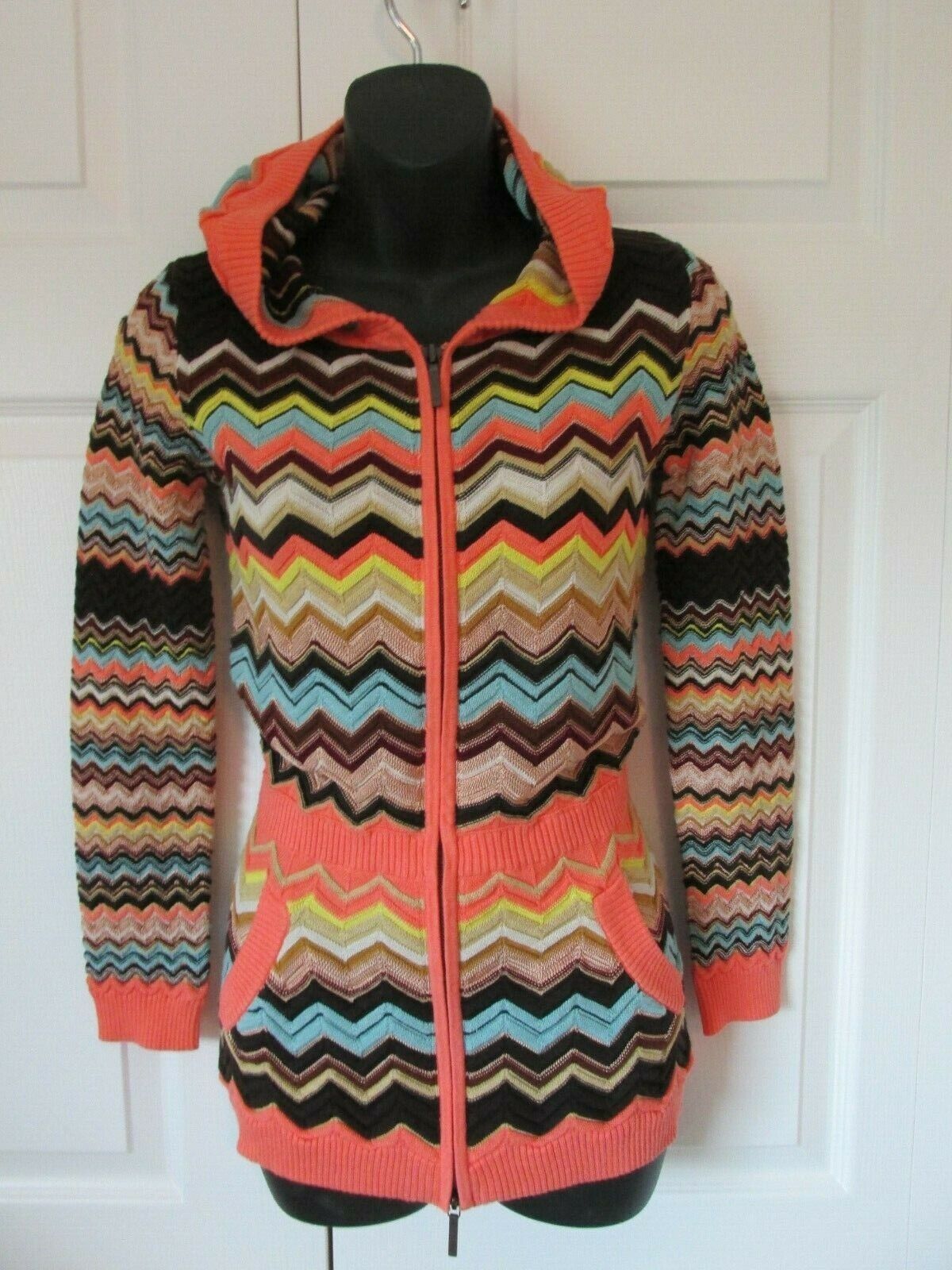 MISSONI for Target Full Zip Hoodie Zig Zag Sweater Multi Color Sz L EUC - £15.94 GBP