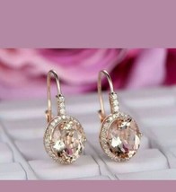 4.50Ct Simulated Morganite Drop &amp; Dangle Earrings 18K Rose Gold Plated - £64.16 GBP