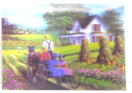 3D Wildlife HOLOGRAM Lenticular Poster Countryside Wagon Amish Plastic P... - £11.95 GBP