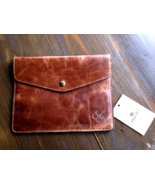 NWT Patricia Nash Distressed Vintage Cognac Brown Leather Midi Clutch Bag $69 - $47.52