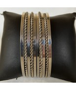 10 Piece Bracelet Silver Tone Metal Bangle Smooth Twist Versatile Bohemi... - $20.00