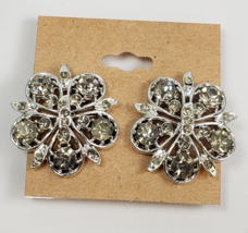 Vintage RARE Coro 1940&#39;s Dramatic Decadent Diamond Rhinestone Clip On Ea... - $118.72 CAD