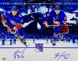 RYAN LINDGREN &amp; JIMMY VESEY Autographed SIGNED N.Y. RANGERS 11x14 PHOTO ... - £70.69 GBP