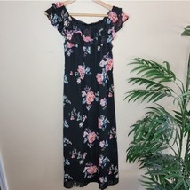 NWT Gilli | Black Pink Floral Off The Shoulder Maxi Dress, womens size small - £33.98 GBP