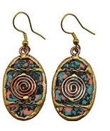 ANJU JEWELRY Brass &amp; Copper Green Patina Earrings with Spiral, EP250, New - $25.61 CAD