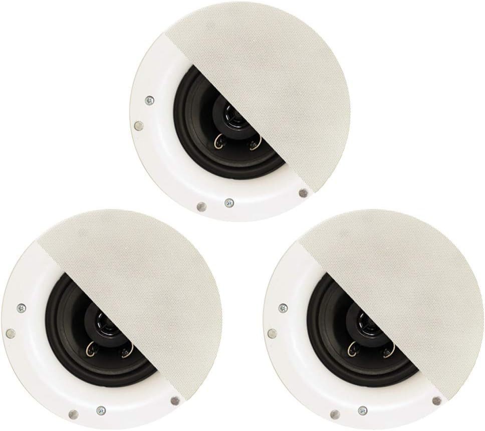Frameless In-Ceiling/In-Wall Three-Speaker, Two-Way Home Theater Surround  			