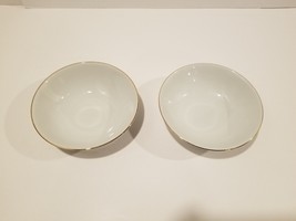 2 - Tiffany Japan Fine China  - Cereal Bowls  6 1/4 inch White / Gold Trim - £17.50 GBP