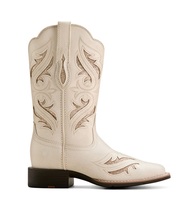 Ariat Women&#39;s Round Up Bliss Inlay Broad Square Toe White Western Boots - £123.85 GBP