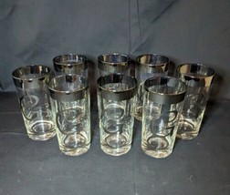 Dorothy Thorpe - Set of 8 Mid-Century Silver Rimmed Initial &quot;G&quot; Highball... - $51.43