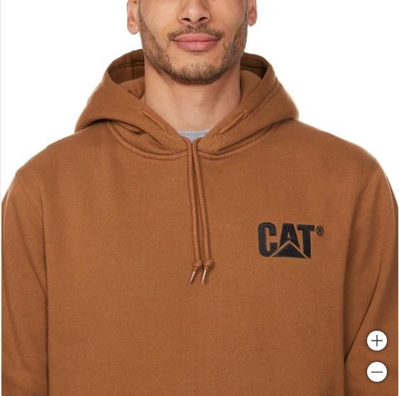Caterpillar Mens Hoodie Brown Kangaroo Pocket Heavyweight Long Sleeve Item image 4